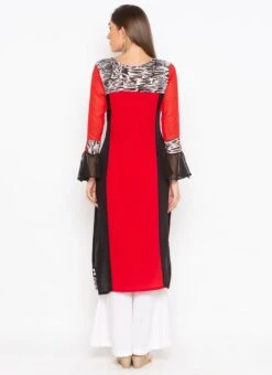 Red Crepe Patch Work Kurta Palazzo Set After Six Wear -ZariGrace Shop red crepe patch work kurta palazzo set krsmnc2035ks b