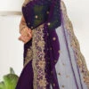 Dark Violet Faux Georgette Hand Work Sari Party Wear -ZariGrace Shop red faux georgette hand work sari sadsf7209 l