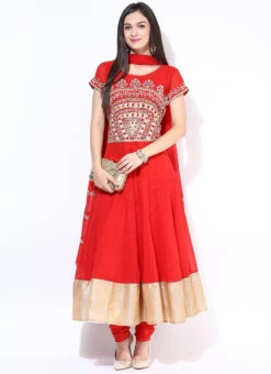 Red Georgette Plus Size Anarkali Suit Party Wear -ZariGrace Shop red georgette plus size anarkali suit plslnrrsm290 u
