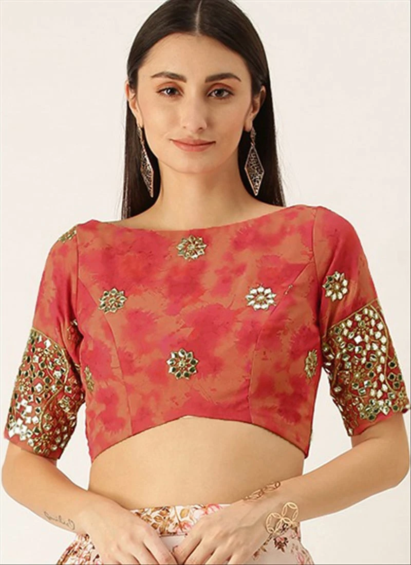 Red Gota Georgette Blouse Festive Wear 5 Red Gota Georgette Blouse Festive Wear - Image 3