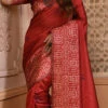 Red Handloom Raw Silk Zari Woven Work Saree Festive Wear