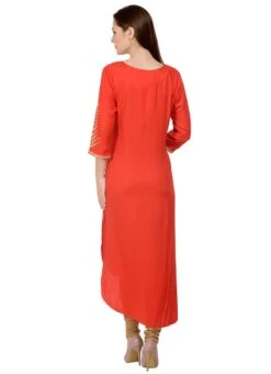 Red Kurta Churidar Set Work Wear -ZariGrace Shop red kurta churidar set krsdmf979r b