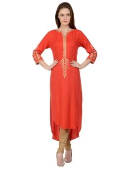 Red Kurta Churidar Set Work Wear -ZariGrace Shop red kurta churidar set krsdmf979r u