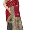 Red N Black Banarasi Silk Zari Work Saree Festive Wear -ZariGrace Shop red n black banarasi silk zari work saree sasstsktspr28549a l