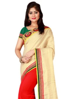 Red N Cream Half N Half Saree Party Wear 9 Red N Cream Half N Half Saree Party Wear -ZariGrace Shop red n cream half n half saree sa30b713164z b