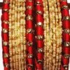 Red N Gold Designer Bangles Party Wear -ZariGrace Shop red n gold designer bangles hjbrde11 l