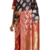 Red N Navy Blue Banarasi Silk Zari Work Saree Festive Wear -ZariGrace Shop red n navy blue banarasi silk zari work saree sasstsktlvn28097b l