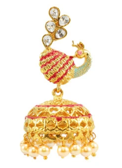 Red N White Jhumka Earrings Festive Wear