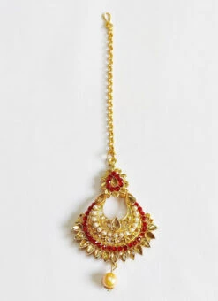 Red N White Kundan Chaandbali Style Mangtikka Festive Wear -ZariGrace Shop red n white kundan chaandbali style mangtikka hjmbjkha10 u