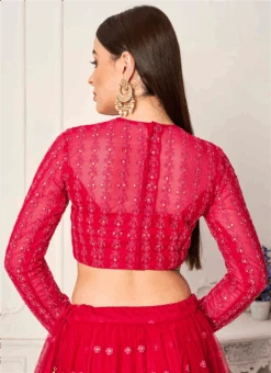 Red Net Embroidered Blouse Wedding Wear
