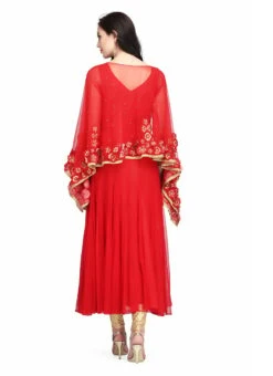 Red Net Silk Thread Gold Zari Anarkali Suit Party Wear -ZariGrace Shop red net silk thread gold zari anarkali suit slkifh9966000654 b