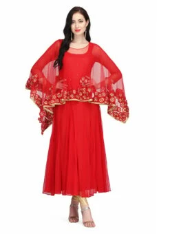 Red Net Silk Thread Gold Zari Anarkali Suit Party Wear -ZariGrace Shop red net silk thread gold zari anarkali suit slkifh9966000654 u