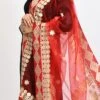 Red Organza Cotton Gota Work Dupatta Work Wear