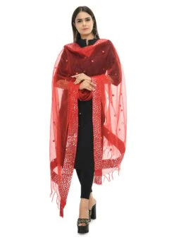 Red Organza Cotton Mirror Gota Pati Work Dupatta Work Wear -ZariGrace Shop red organza cotton mirror gota pati work dupatta dpdmimfd072 u