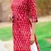 Red Pure Cotton Hand Block Printed Kurta Semi Palazzo Set After Six Wear 2 Red Pure Cotton Hand Block Printed Kurta Semi Palazzo Set After Six Wear -ZariGrace Shop red pure cotton hand block printed kurta semi palazzo set krsjbp2022a2113b l
