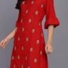 Red Rayon Kurta Palazzo Set Party Wear