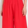 Red Rayon Palazzo Pant Work Wear