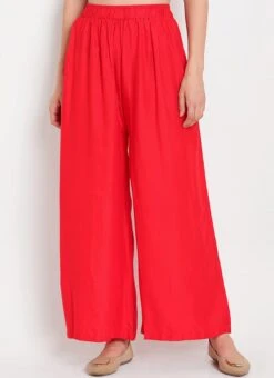 Red Rayon Palazzo Pant Work Wear 8 Red Rayon Palazzo Pant Work Wear -ZariGrace Shop red rayon palazzo suit wbdmf644 u