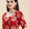 Red Taffeta Blouse Festive Wear