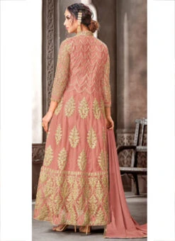 Rose Gold Net Embroidered N Sequins Anarkali Suit Party Wear 9 Rose Gold Net Embroidered N Sequins Anarkali Suit Party Wear -ZariGrace Shop rose gold net embroidered n sequins anarkali suit slsak29341111g b