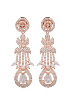 Rose Gold Plated Stones Alloy Danglers Party Wear -ZariGrace Shop rose gold plated stones alloy danglers erjrurea2353 b