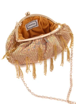 Rose Pink Art Silk Sequins Clutch Party Wear