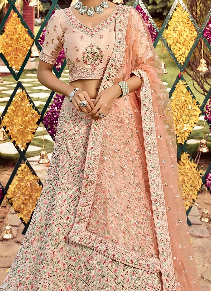 Rose Quartz Crepe Embroidered N Sequins Umbrella Lehenga Wedding Wear 3 Rose Quartz Crepe Embroidered N Sequins Umbrella Lehenga Wedding Wear