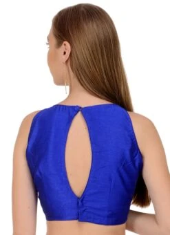 Royal Blue Art Dupion Silk Plain Blouse Festive Wear -ZariGrace Shop royal blue art dupion silk plain blouse bldiw16 b