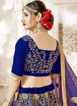 Royal Blue Velvet A Line Lehenga Party Wear -ZariGrace Shop royal blue velvet a line lehenga ghssit33605 b
