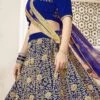 Royal Blue Velvet A Line Lehenga Party Wear