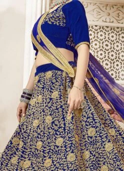 Royal Blue Velvet A Line Lehenga Party Wear