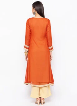 Rust Georgette Embroidered Kurta Palazzo Set Party Wear -ZariGrace Shop rust georgette embroidered kurta palazzo set krsmnc1940 b