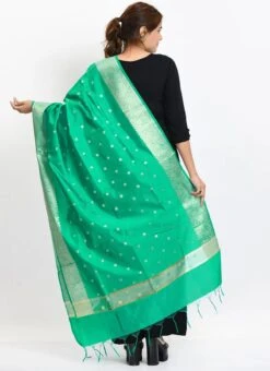 Sea Green Banarasi Silk Weaving Work Dupatta Work Wear -ZariGrace Shop sea green banarasi silk weaving work dupatta dpdmimfd185 b