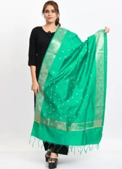 Sea Green Banarasi Silk Weaving Work Dupatta Work Wear -ZariGrace Shop sea green banarasi silk weaving work dupatta dpdmimfd185 u