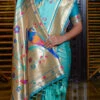 Sea Green Color Paithani Silk Saree With Meenakari Zari Woven Festive Wear -ZariGrace Shop sea green color paithani silk saree with meenakari zari woven sasvw347 l