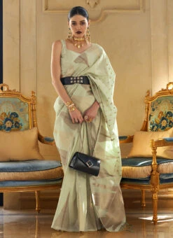 Sea Green Cotton Handloom Weaving Work Saree Festive Wear -ZariGrace Shop sea green cotton handloom weaving work saree samkns10588006 u