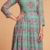 Sea Green Georgette Digital Print Fit And Flare Dress After Six Wear -ZariGrace Shop sea green georgette digital print fit and flare dress drsacw9022 l