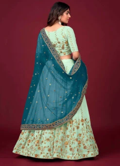 Sea Green Georgette Sequins Embroidered A Line Lehenga Choli Party Wear -ZariGrace Shop sea green georgette sequins embroidered a line lehenga choli ghsir3402 b