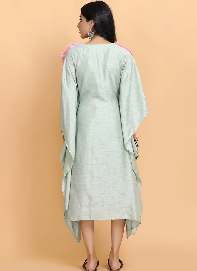 Sea Green Kaftan Set Party Wear 6 Sea Green Kaftan Set Party Wear - Image 4