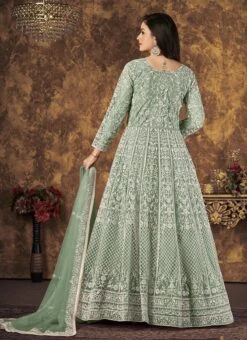 Sea Green Net Embroidery Anarkali Suit Party Wear -ZariGrace Shop sea green net embroidery anarkali suit slsdc4702 b
