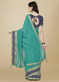 Silk Turquoise Green Color Silk Saree Festive Wear -ZariGrace Shop silk turquoise green color silk saree sasbhlgs4618c b