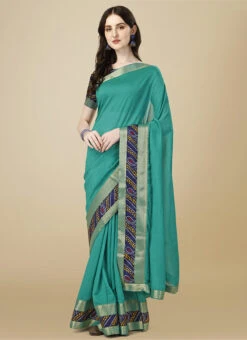 Silk Turquoise Green Color Silk Saree Festive Wear -ZariGrace Shop silk turquoise green color silk saree sasbhlgs4618c u