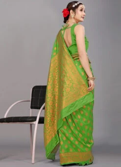 Silk Woven Work Light Green Color Saree Festive Wear -ZariGrace Shop silk woven work light green color saree sasom8450 b