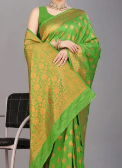 Silk Woven Work Light Green Color Saree Festive Wear