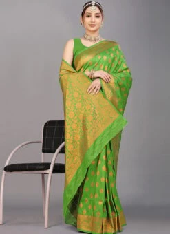 Silk Woven Work Light Green Color Saree Festive Wear -ZariGrace Shop silk woven work light green color saree sasom8450 u