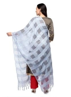 Silver Grey Cotton Weaving Work Dupatta Work Wear -ZariGrace Shop silver grey cotton weaving work dupatta dpdmimfd097 b