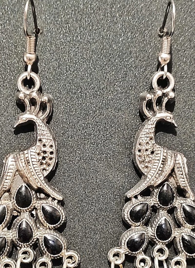 Silver N Black Dangler Earrings After Six Wear 3 Silver N Black Dangler Earrings After Six Wear