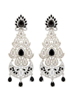 Silver N Black Stones Alloy Danglers Party Wear -ZariGrace Shop silver n black stones alloy danglers erjrurea2330 b