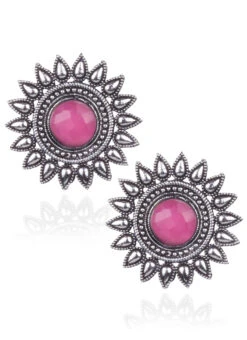 Silver N Pink Studs After Six Wear -ZariGrace Shop silver n pink studs ermpf9474 b