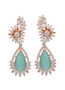 Silver N Sea Green Stones Alloy Danglers Party Wear -ZariGrace Shop silver n sea green stones alloy danglers erjrurea2328 b